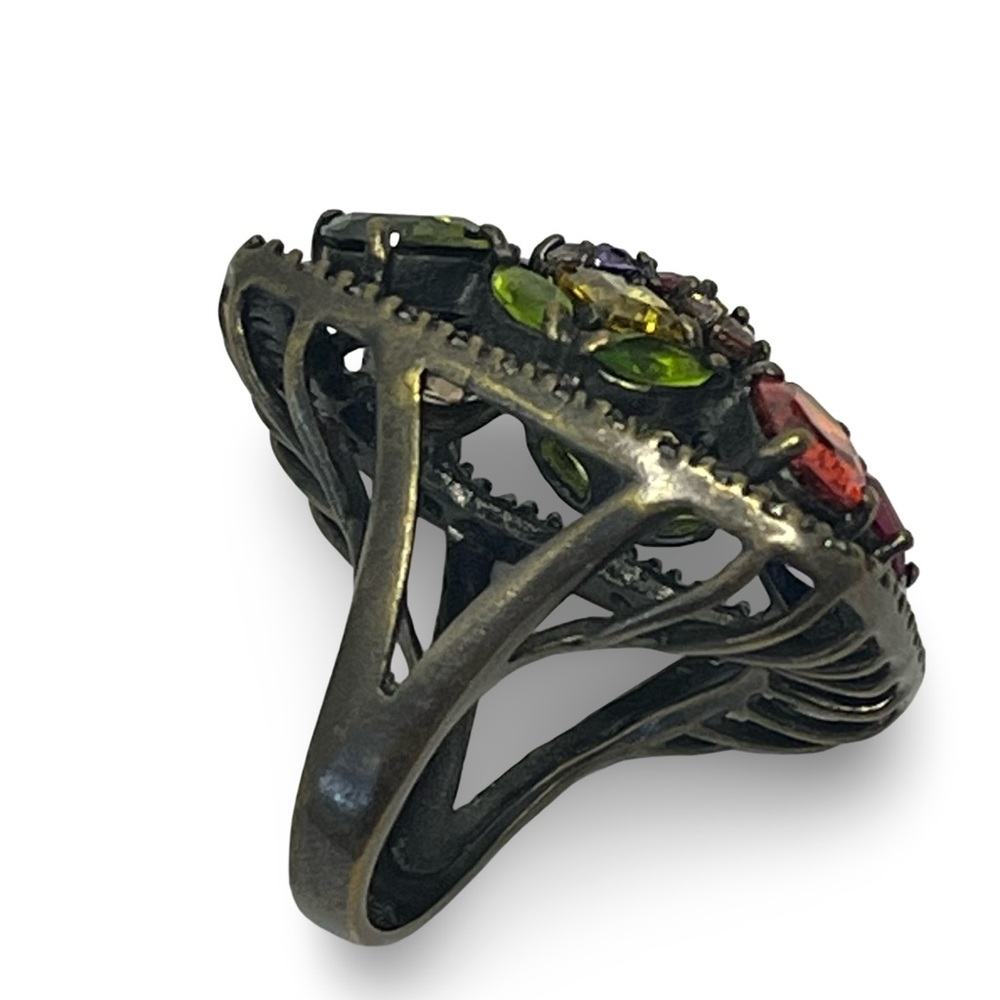 Multicolor Gemstone Statement Ring Size 7 - image 5